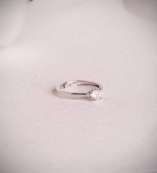 18K SOLITARIO ORO BLANCO 4 GARRAS CON DIAMANTE LABORATORIO 0,50 QTES. G - VS1