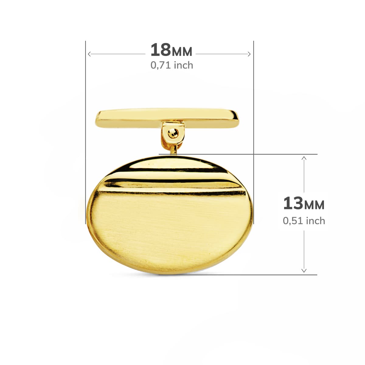 18K GEMELOS ORO AMARILLO OVAL MATE Y BRILLO 18X13 MM CIERRE RIGIDO OSCILANTE