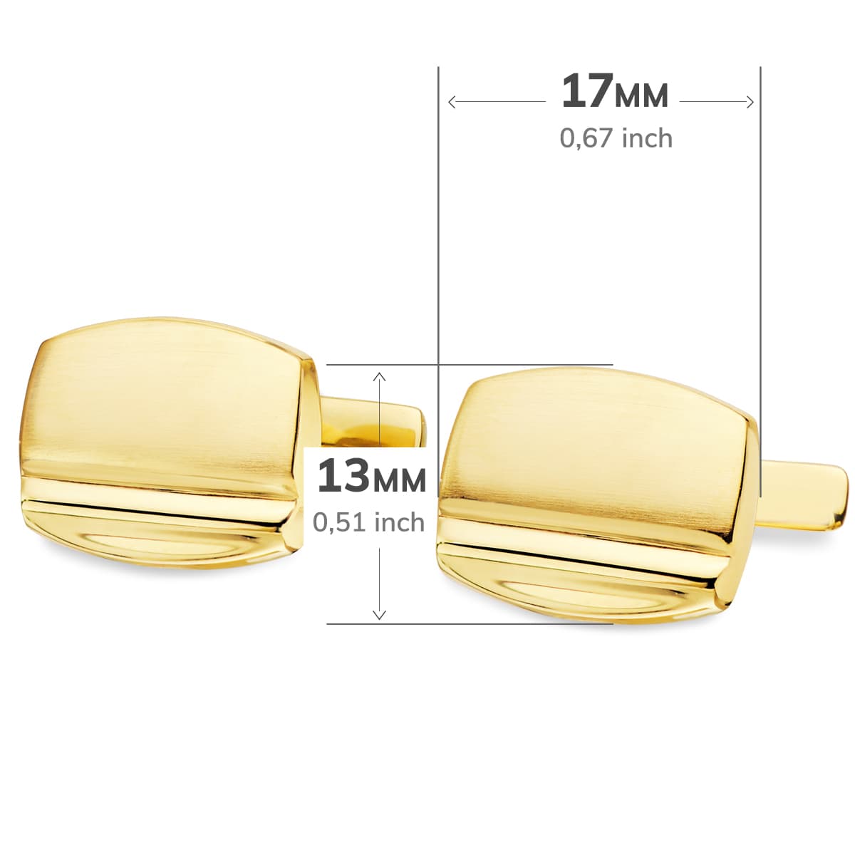 18K GEMELOS ORO AMARILLO TONEL MATE Y BRILLO 17X13 MM CIERRE RIGIDO OSCILANTE
