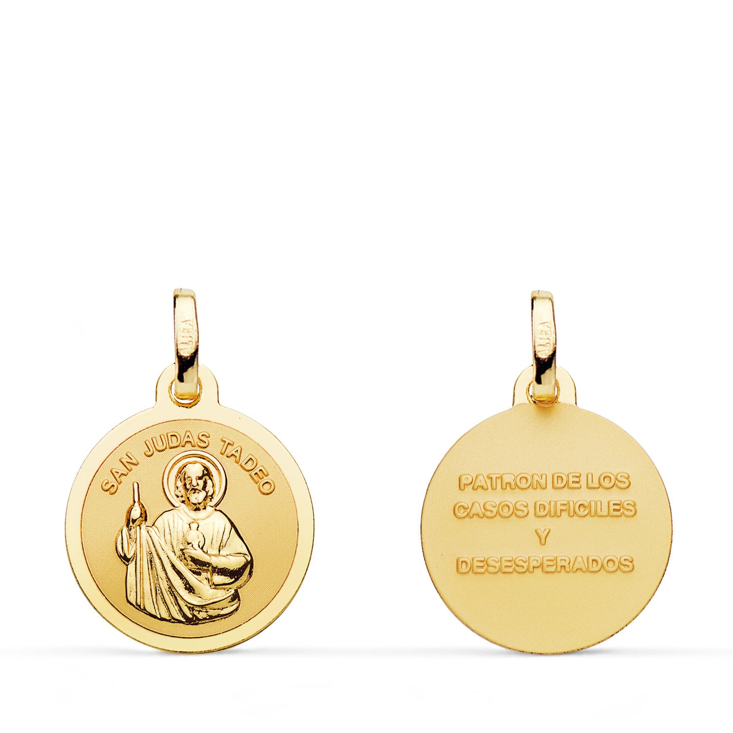 18K MEDALLA ORO AMARILLO SAN JUDAS TADEO MATE Y BRILLO. MEDIDA: 16 MM