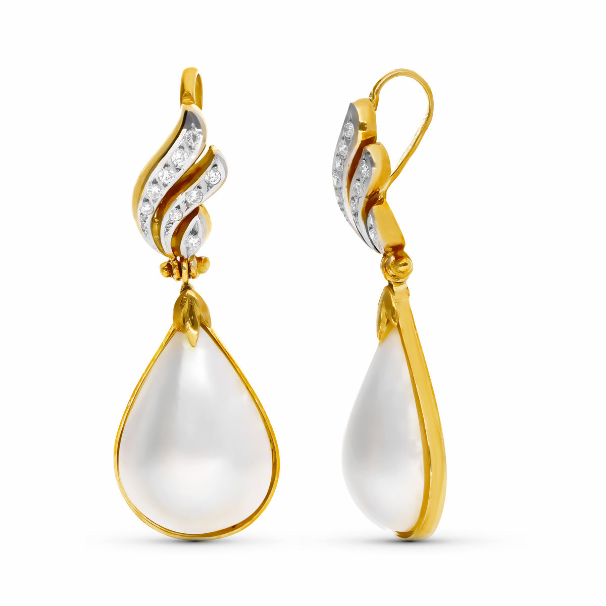 18K COLGANTE ORO AMARILLO PERLA JAPONESA PERA Y CIRCONITAS