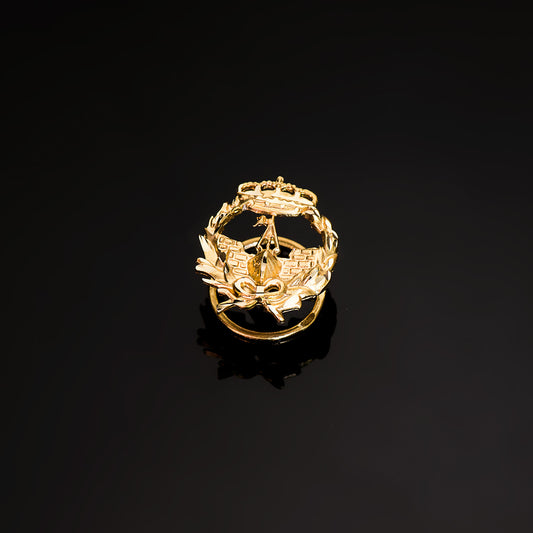 18K INSIGNIA ORO AMARILLO INGENIERO NAVAL 17 X 14 MM