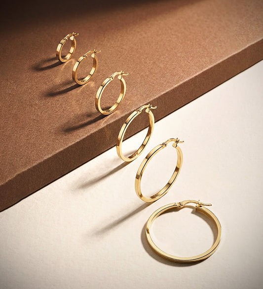 18K AROS ORO AMARILLO HUECOS REDONDOS TUBO CUADRADO 28 MM. GROSOR: 1,2 MM