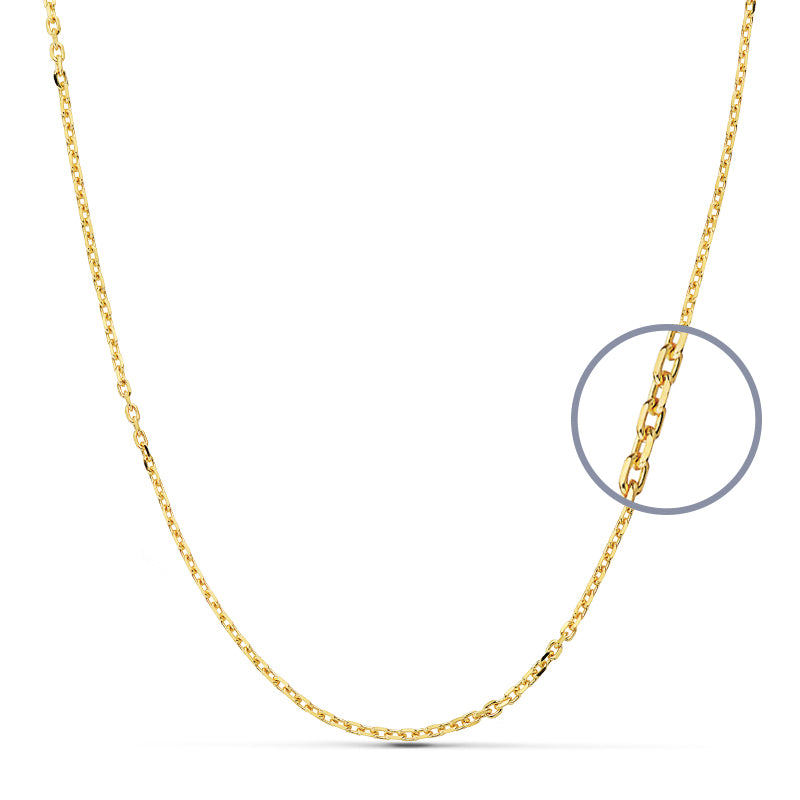 9K CADENA ORO AMARILLO FORZADA MACIZA. ANCHO: 1,5 MM. LARGO: 45 CM