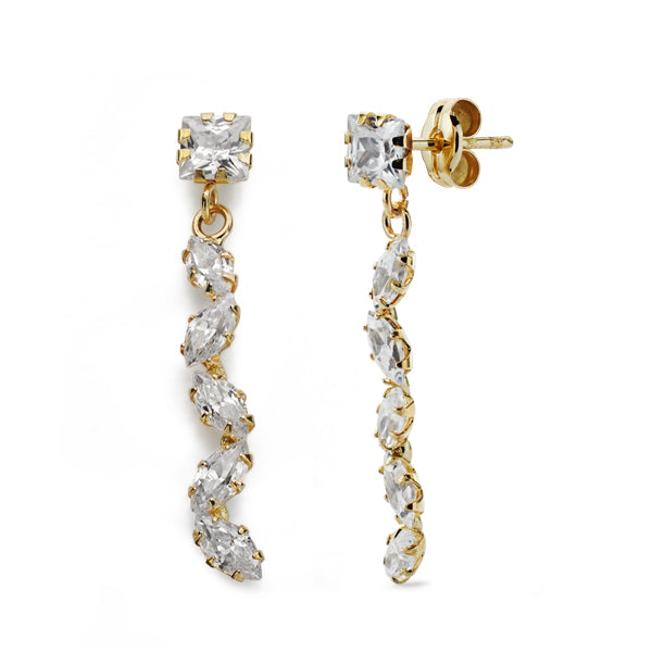 9K PENDIENTES ORO AMARILLO LARGOS 9K CIRCONITA 28X5MM