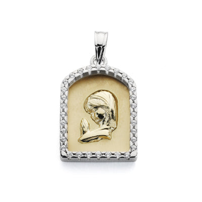 9K MEDALLA ORO AMARILLO VIRGEN NIÑA BICOLOR 21X14 MM