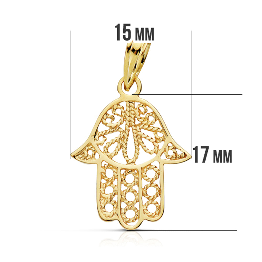 9K COLGANTE ORO AMARILLO MANO DE FATIMA 19X15 MM
