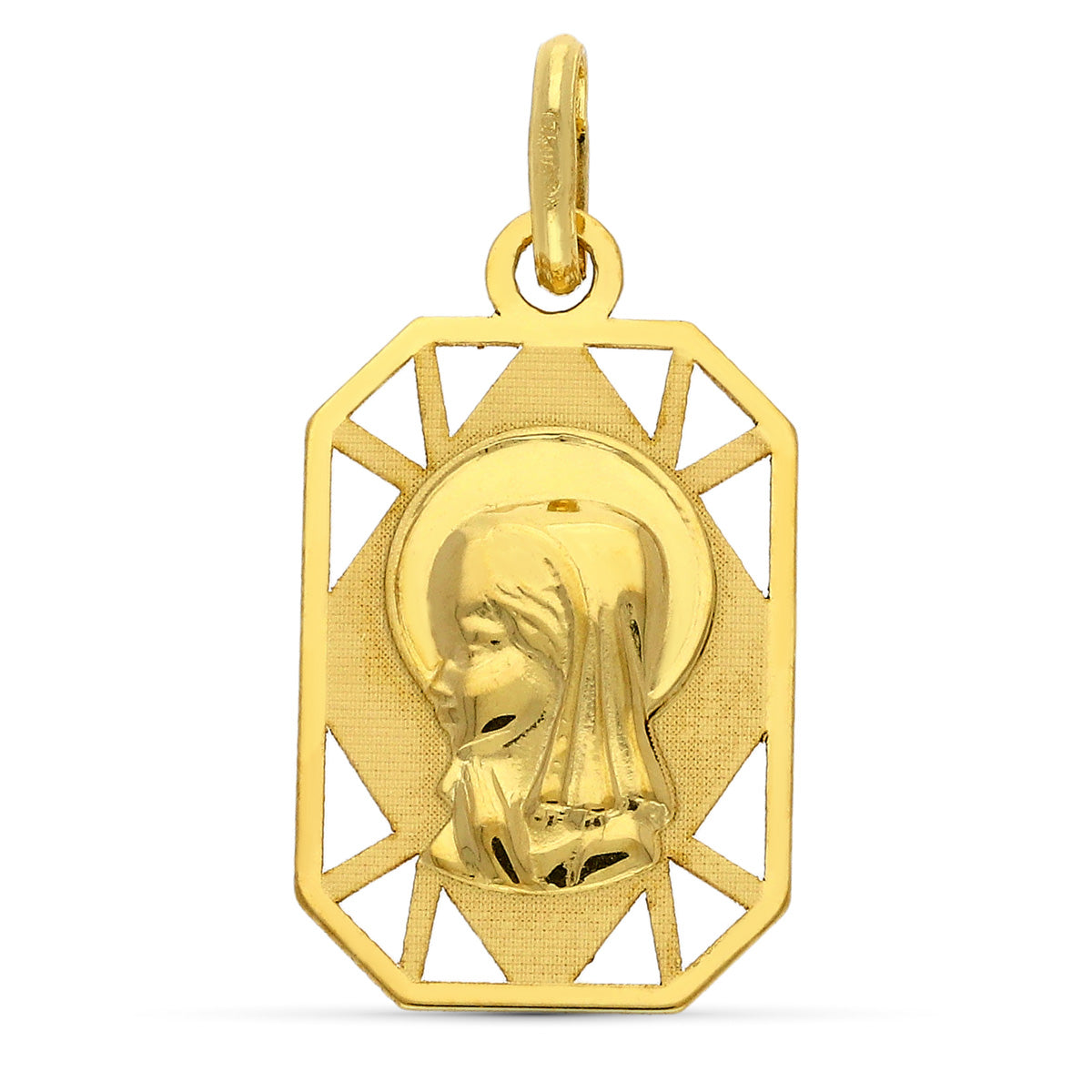 9K MEDALLA ORO AMARILLO VIRGEN NIÑA 19X11 MM