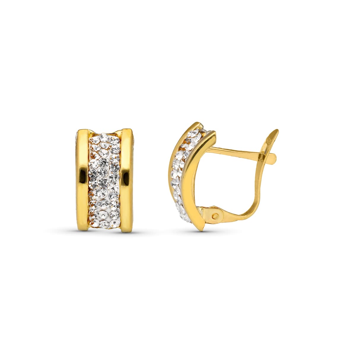 9K PENDIENTES ORO AMARILLO BANDAS CIRCONITA 12X7 MM CATALAN