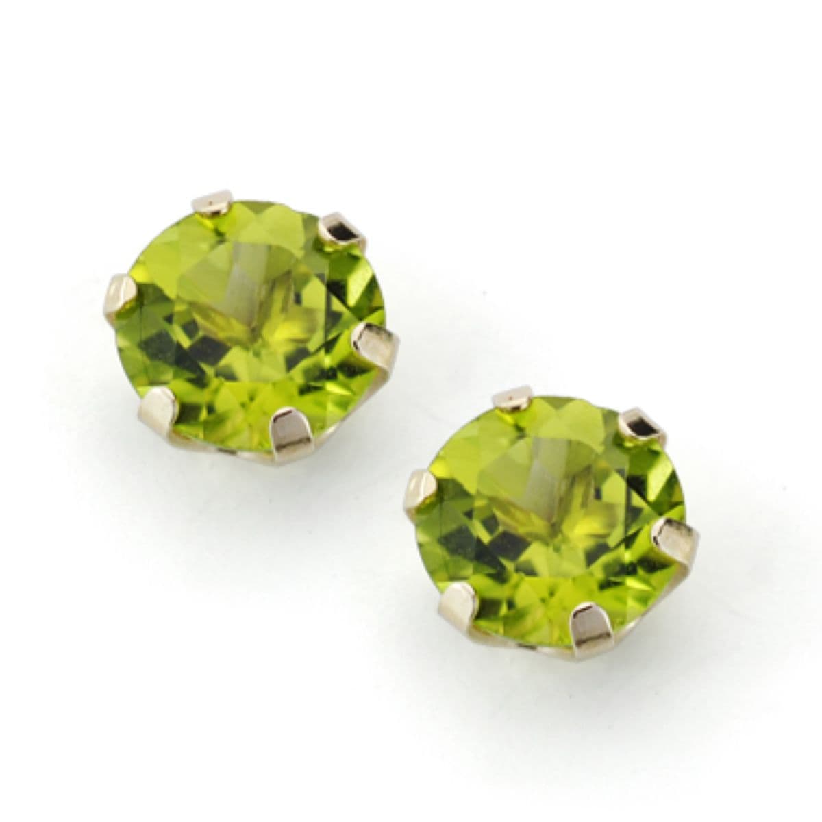 9K PENDIENTES ORO AMARILLO GARRAS CON OLIVINA NATURAL 7 MM TOTAL 2,88 QTS. CIERRE PRESION