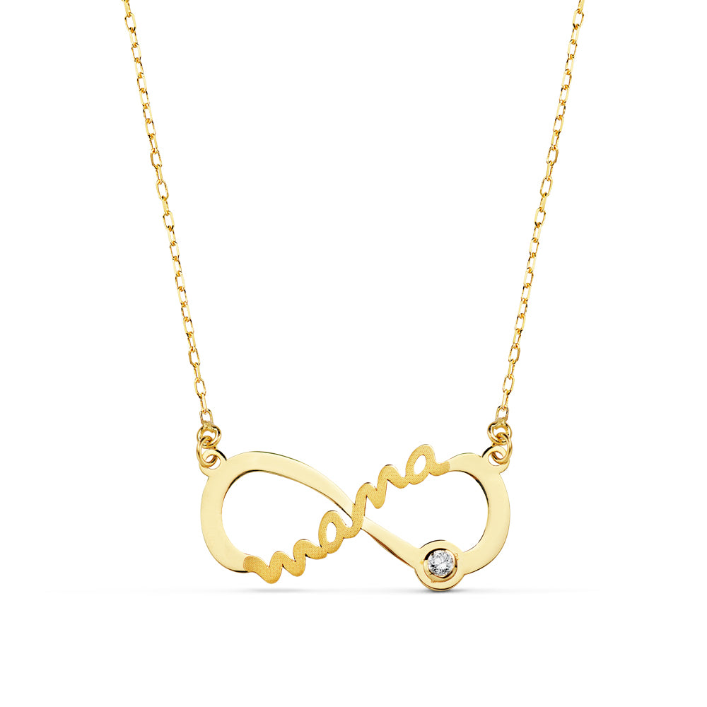 9K GARGANTILLA MAMA INFINITO ORO AMARILLO CIRCONITA 21X9 MM