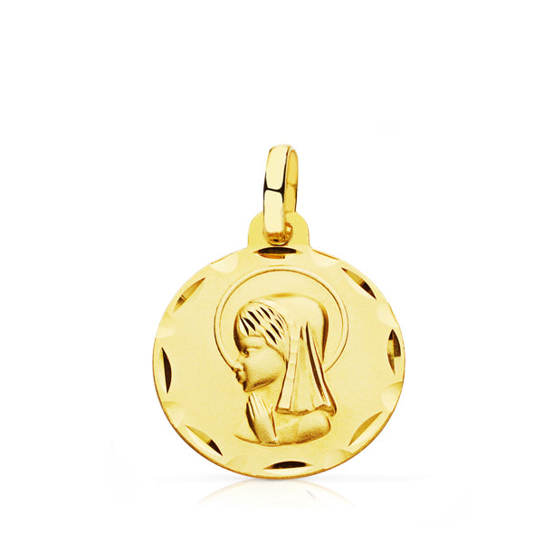 9K MEDALLA ORO AMARILLO VIRGEN NIÑA 14 MM