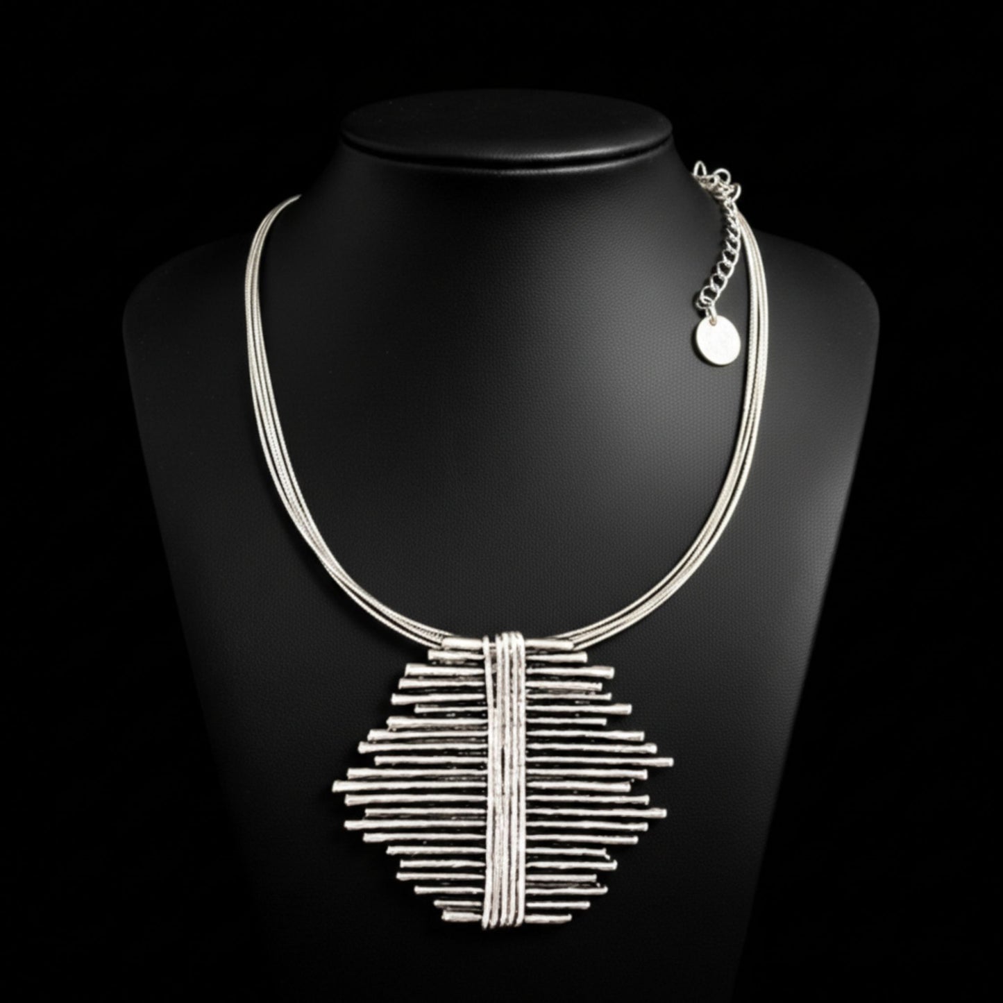 Collar Zamak Unisex con Colgante Barras Geométricas Joyeria Osnor