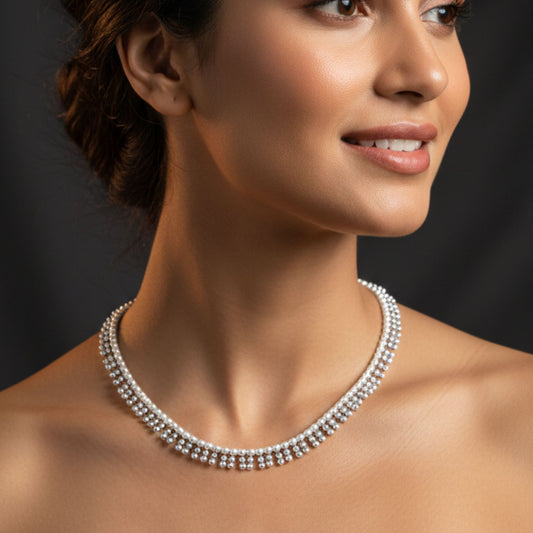 Collar Zamak de bolas estilo gargantilla para mujer, material hipoalergénico (no produce alergia), Joyeria Osnor Zamak.