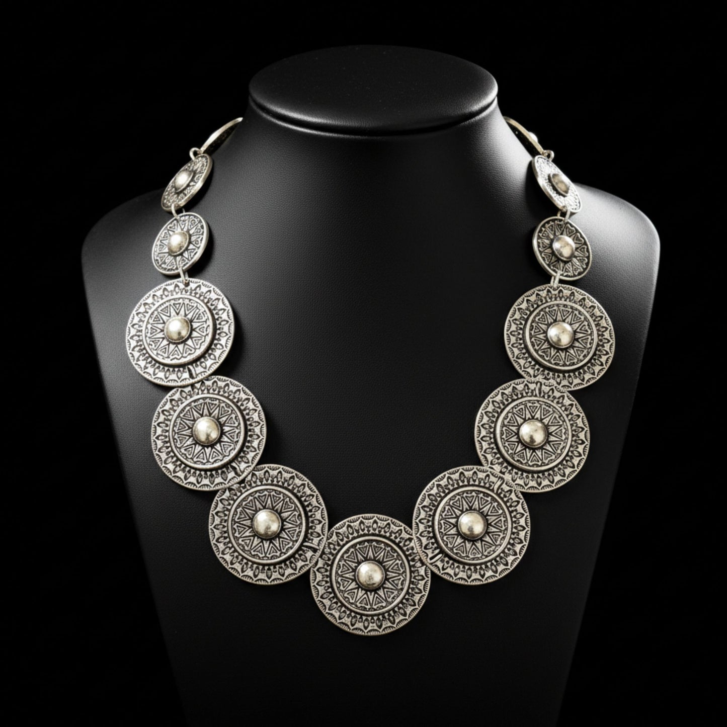 Collar Zamak medallones plateados hipoalergénico mujer Joyería Osnor Zamak