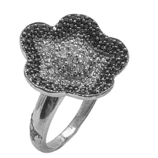 SILVER RING WITH RHODIUM FINISH AND ZIRCONIAS