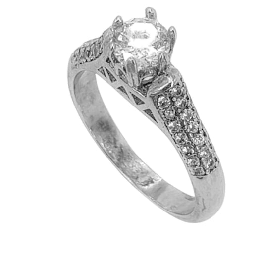 SOLITARIO PLATA ACABADO EN RODIO Y CIRCONITAS