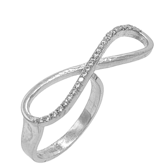 ANILLO INFINITO PLATA ACABADO RODIO Y CIRCONITAS