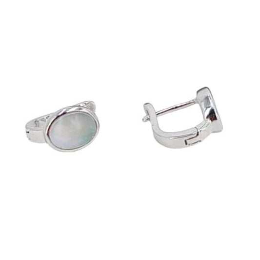 SILVER EARRINGS WITH RHODIUM AND MOTHER-OF-PEARL FINISH