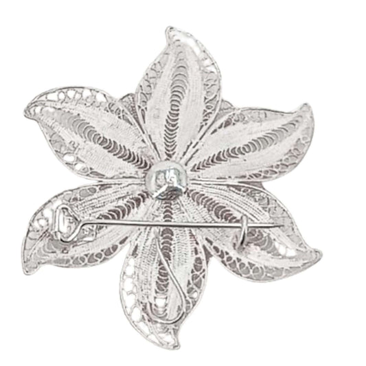 BROCHE PLATA ACABADO EN PLATEADO CALADO LISO