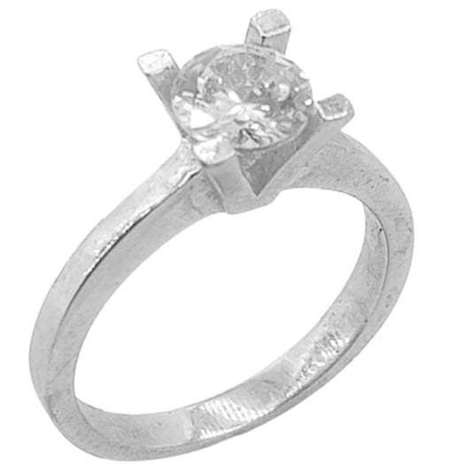 SOLITAIRE SILVER RHODIUM FINISH AND ZIRCONIA
