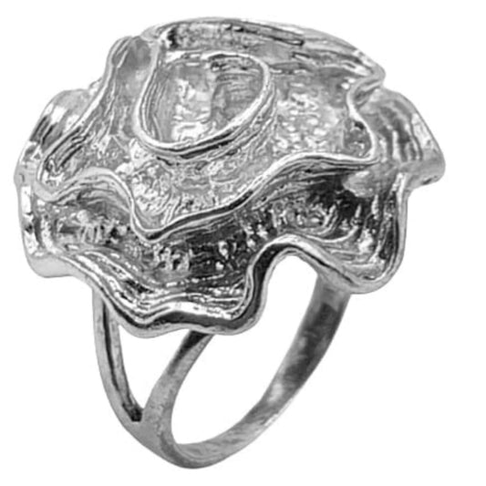 SILVER RING WITH SILVER PLATED FINISH AND RELIEF ENGAGEMENT