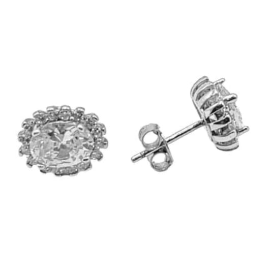 SILVER EARRINGS WITH RHODIUM FINISH, PRESSURE CLOSURE AND ZIRCONIAS