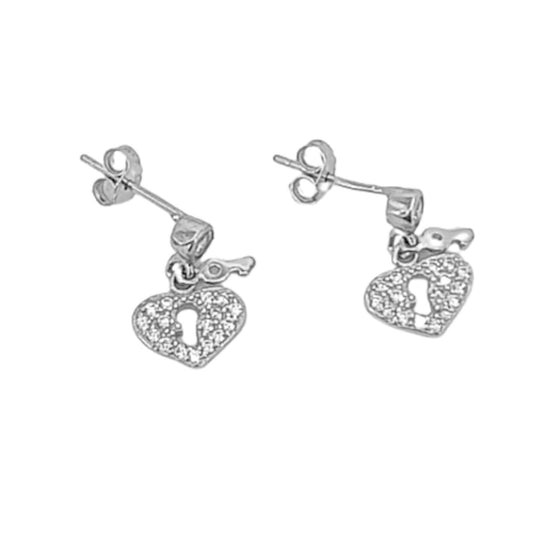 SILVER EARRINGS WITH RHODIUM FINISH AND ZIRCONIAS