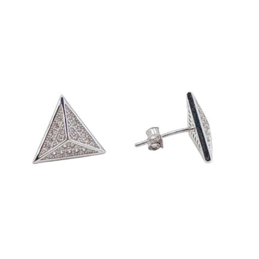 SILVER EARRINGS WITH RHODIUM FINISH, PRESSURE CLOSURE AND ZIRCONIAS