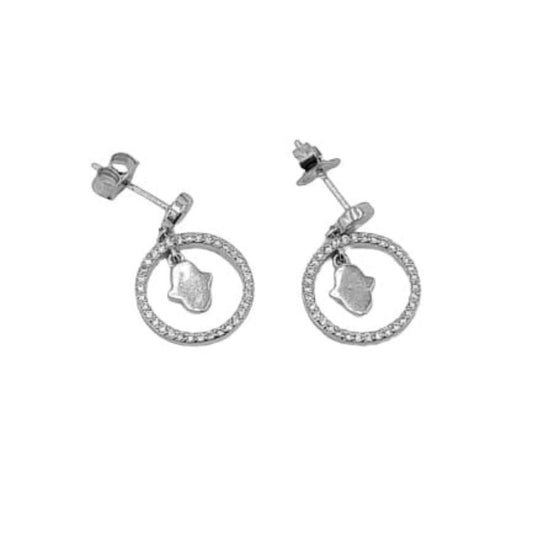 SILVER EARRINGS WITH RHODIUM FINISH, PRESSURE CLOSURE AND ZIRCONIAS