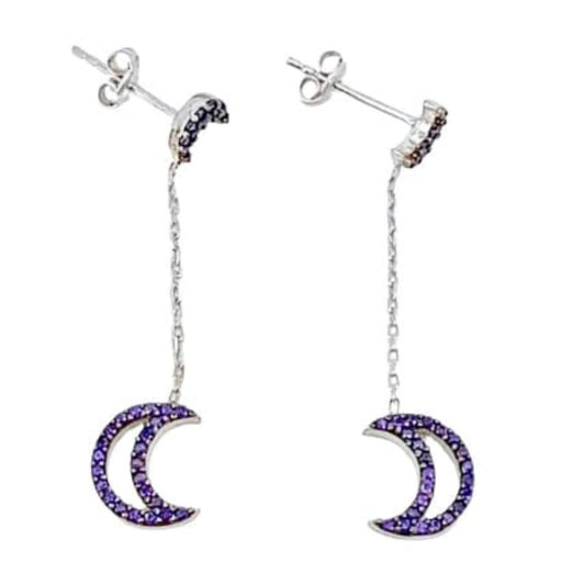 SILVER EARRINGS WITH RHODIUM FINISH, PRESSURE CLOSURE AND ZIRCONIAS