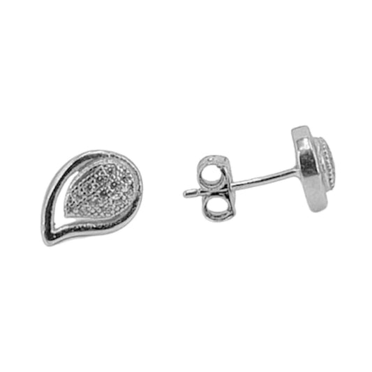 SILVER EARRINGS WITH RHODIUM FINISH, PRESSURE CLOSURE AND ZIRCONIAS
