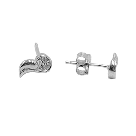 SILVER EARRINGS WITH RHODIUM FINISH, PRESSURE CLOSURE AND ZIRCONIAS