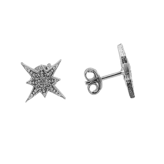 SILVER EARRINGS WITH RHODIUM FINISH, PRESSURE CLOSURE AND ZIRCONIAS