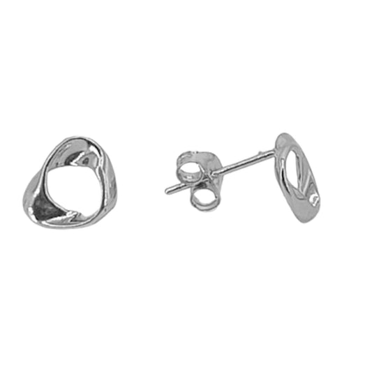 SILVER EARRINGS WITH RHODIUM FINISH, PUSH BACK CLOSURE, SMOOTH AND SHINE