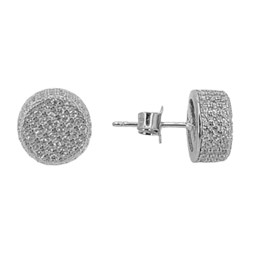 SILVER EARRINGS WITH RHODIUM FINISH, PRESSURE CLOSURE AND ZIRCONIAS