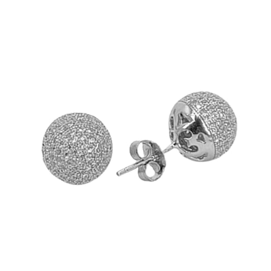 SILVER EARRINGS WITH RHODIUM FINISH, PRESSURE CLOSURE, AND ZIRCONIAS