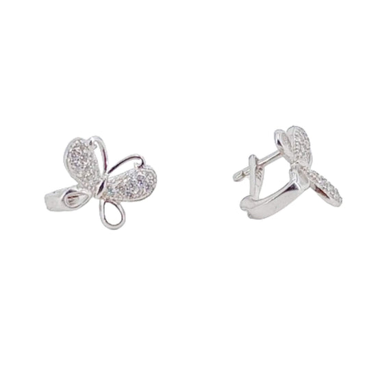 SILVER BUTTERFLY EARRINGS WITH RHODIUM FINISH AND ZIRCONIAS