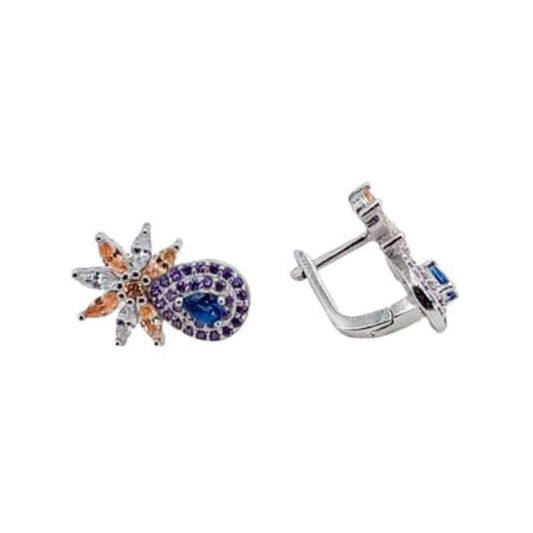 SILVER EARRINGS WITH RHODIUM FINISH AND ZIRCONIAS