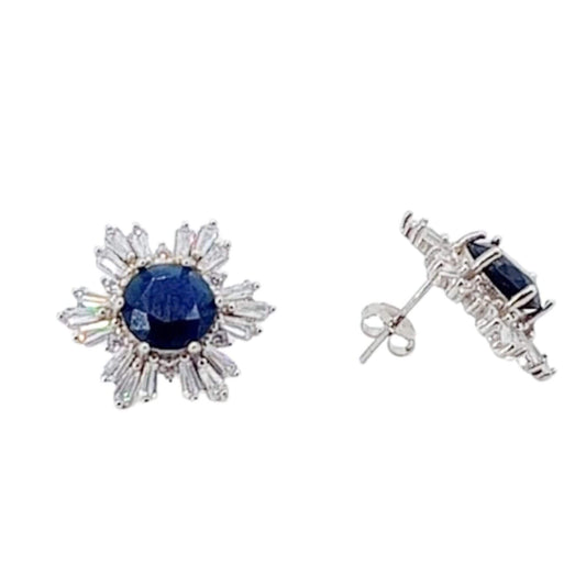 SILVER EARRINGS WITH RHODIUM FINISH, PRESSURE CLOSURE AND ZIRCONIAS