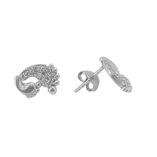 SILVER EARRINGS WITH RHODIUM FINISH, PRESSURE CLOSURE AND ZIRCONIAS