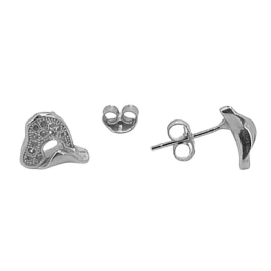 SILVER EARRINGS WITH RHODIUM FINISH, PRESSURE CLOSURE AND ZIRCONIAS