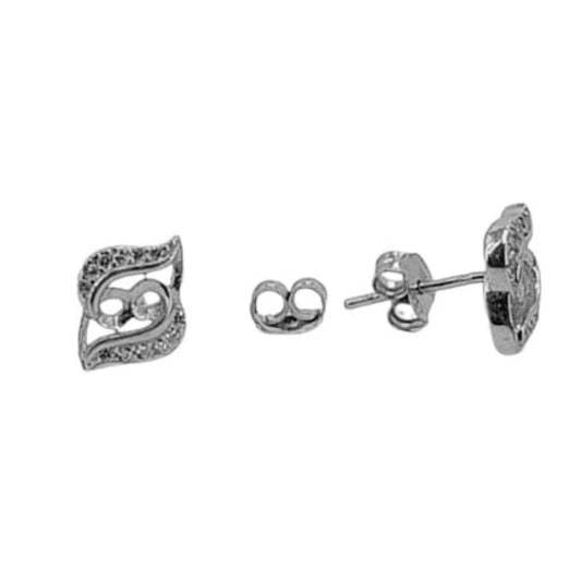 SILVER EARRINGS WITH RHODIUM FINISH, PRESSURE CLOSURE AND ZIRCONIAS