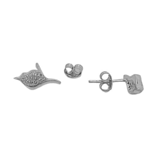 SILVER EARRINGS WITH RHODIUM FINISH, PRESSURE CLOSURE AND ZIRCONIAS