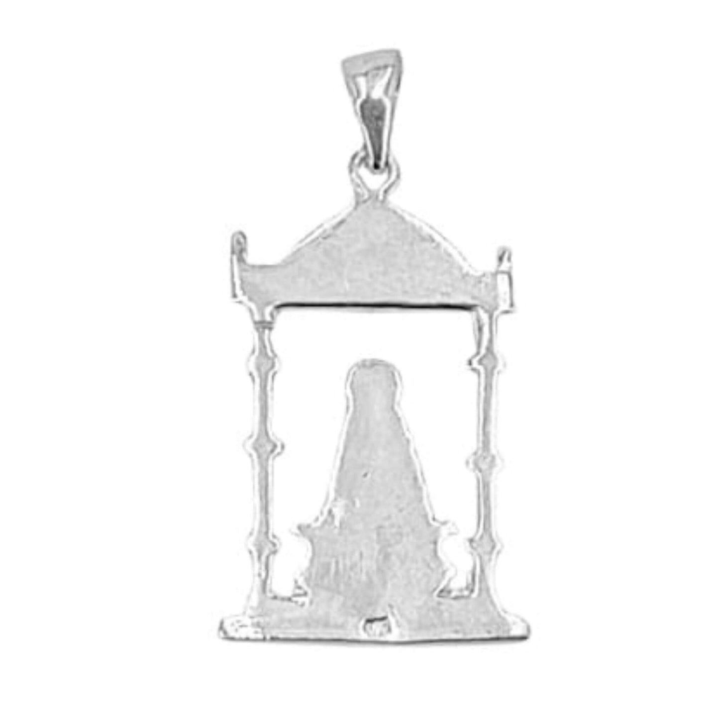 MEDALLA SILUETA VIRGEN DEL ROCIO PLATA ACABADO PLATEADO