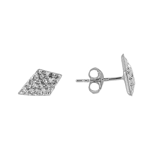 SILVER EARRINGS WITH SILVER FINISH, PRESSURE CLOSURE AND ZIRCONIAS
