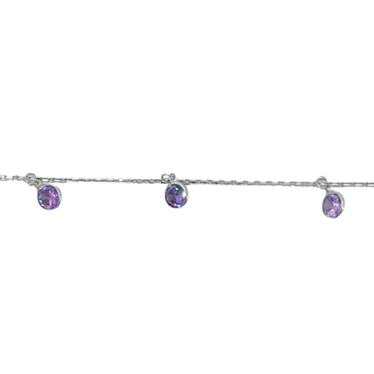 SILVER ANKLET WITH RHODIUM FINISH AND COLORED ZIRCONIAS