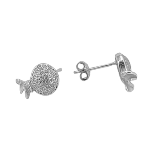 SILVER EARRINGS WITH RHODIUM FINISH, PRESSURE CLOSURE AND ZIRCONIAS