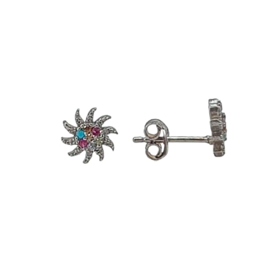 SILVER EARRINGS WITH RHODIUM FINISH, PRESSURE CLOSURE AND ZIRCONIAS