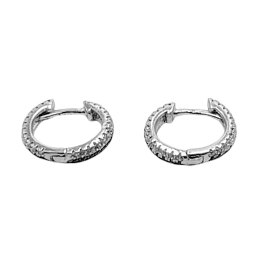 SILVER HOOPS WITH RHODIUM FINISH AND ZIRCONIAS